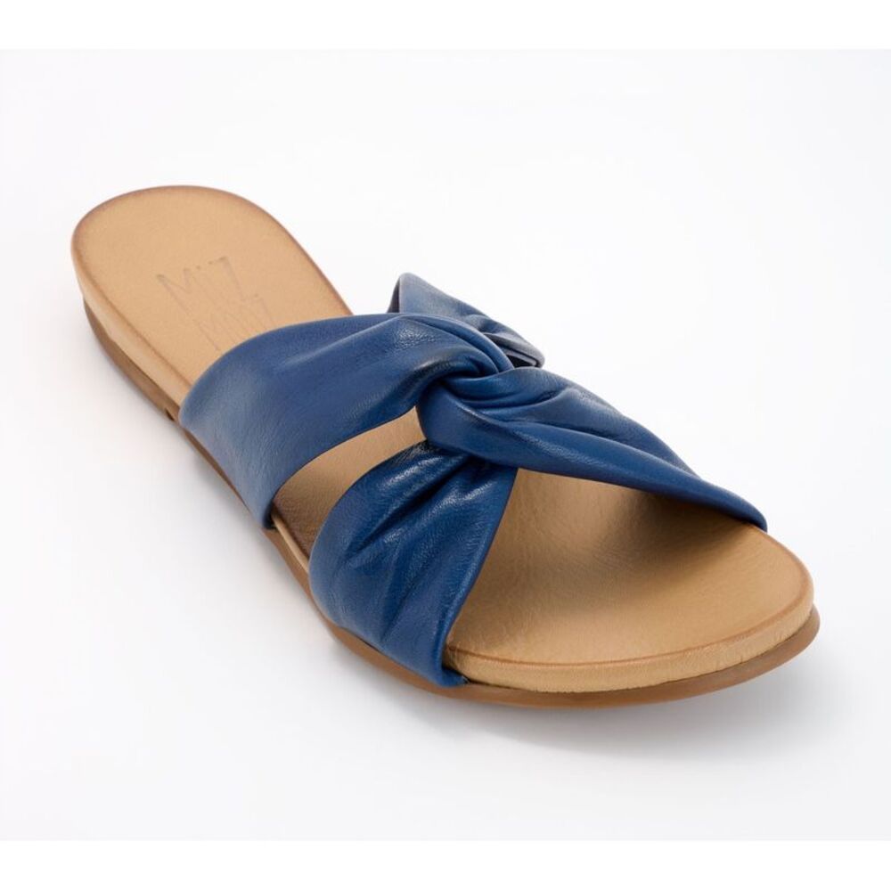 Miz Mooz Women's Sz 9.5 Twisted Leather Slide Sandals Blue